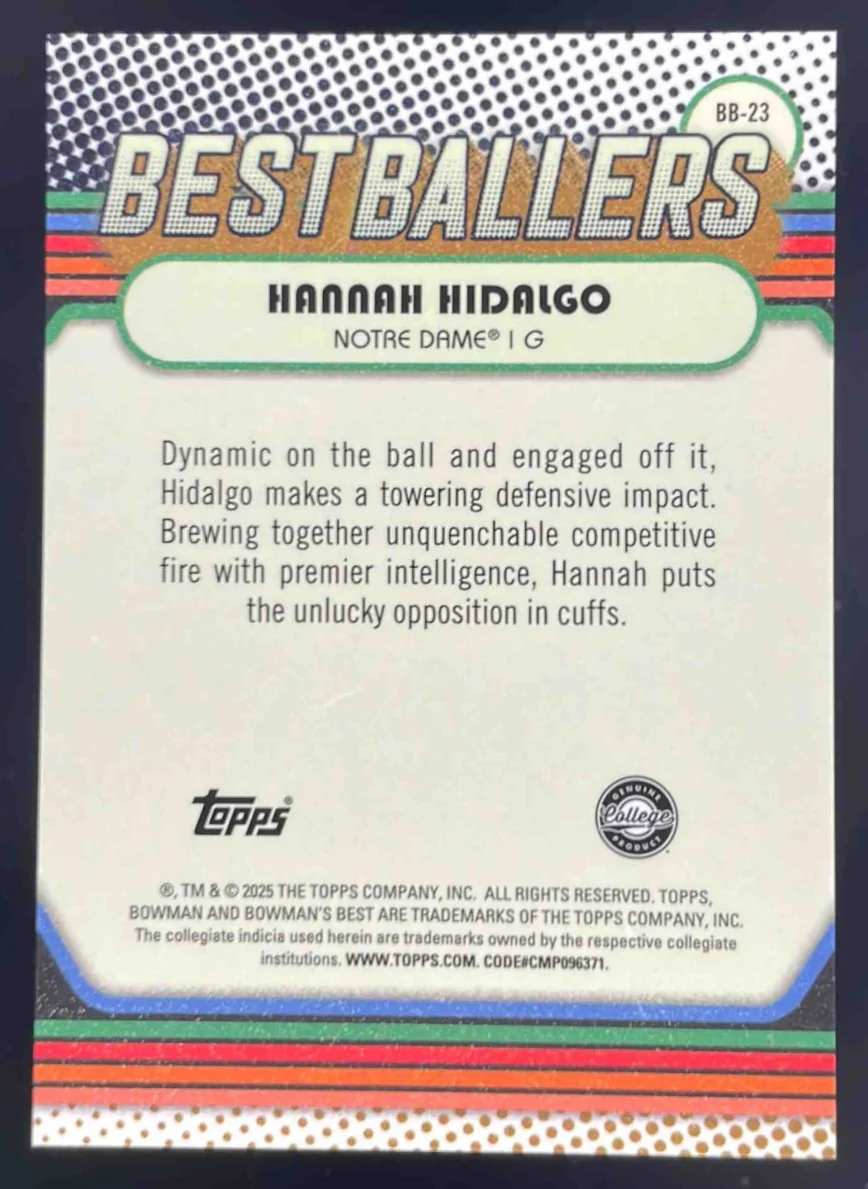 2024 Bowman's Best University Best Ballers Orange Geometric Hannah Hidalgo /25 - Image 2