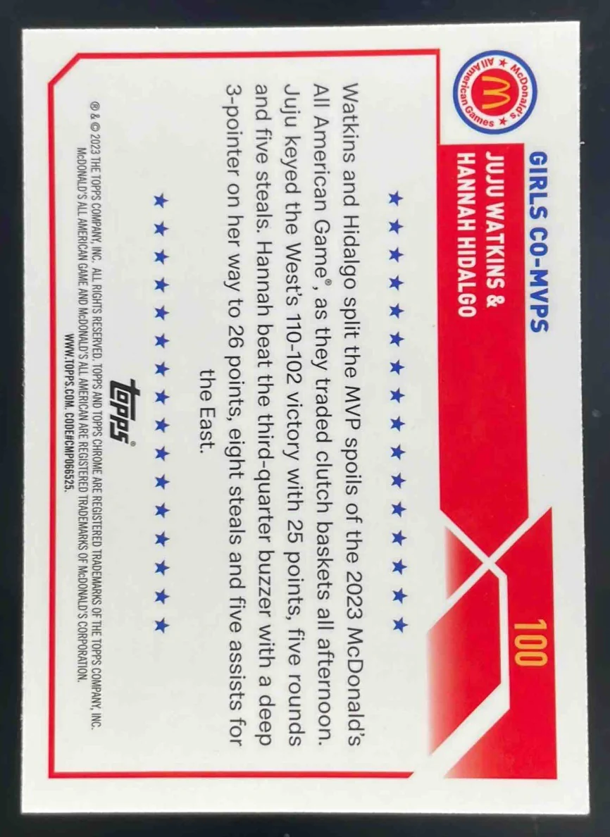 2023-24 Topps Chrome McDonald's All American Games Logo #100 Girls Co-MVPs - Image 2