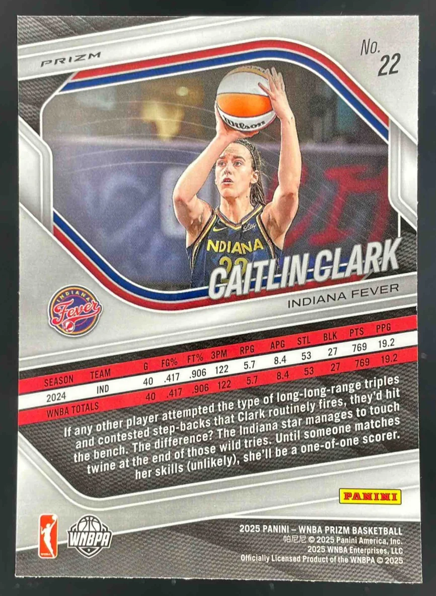 2025 Panini WNBA Prizm Green Prizm #22 Caitlin Clark - Image 2