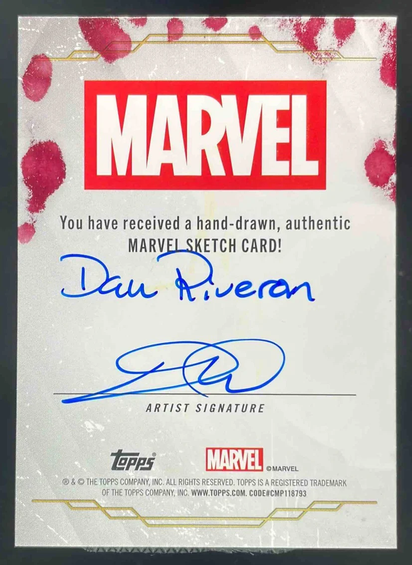 Marvel Hand Drawn Sketch Card Artist Autograph Dan Riveran Auto 1/1 - Image 2