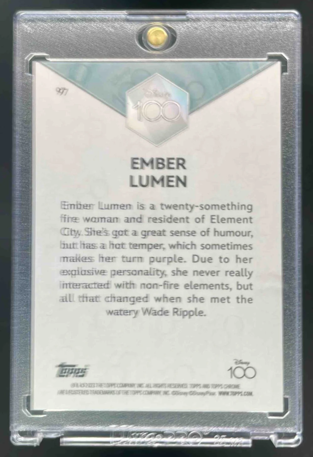 2023 Topps Chrome Disney 100 Gold Wave Refractors #97 Ember Lumen /50 - Image 2
