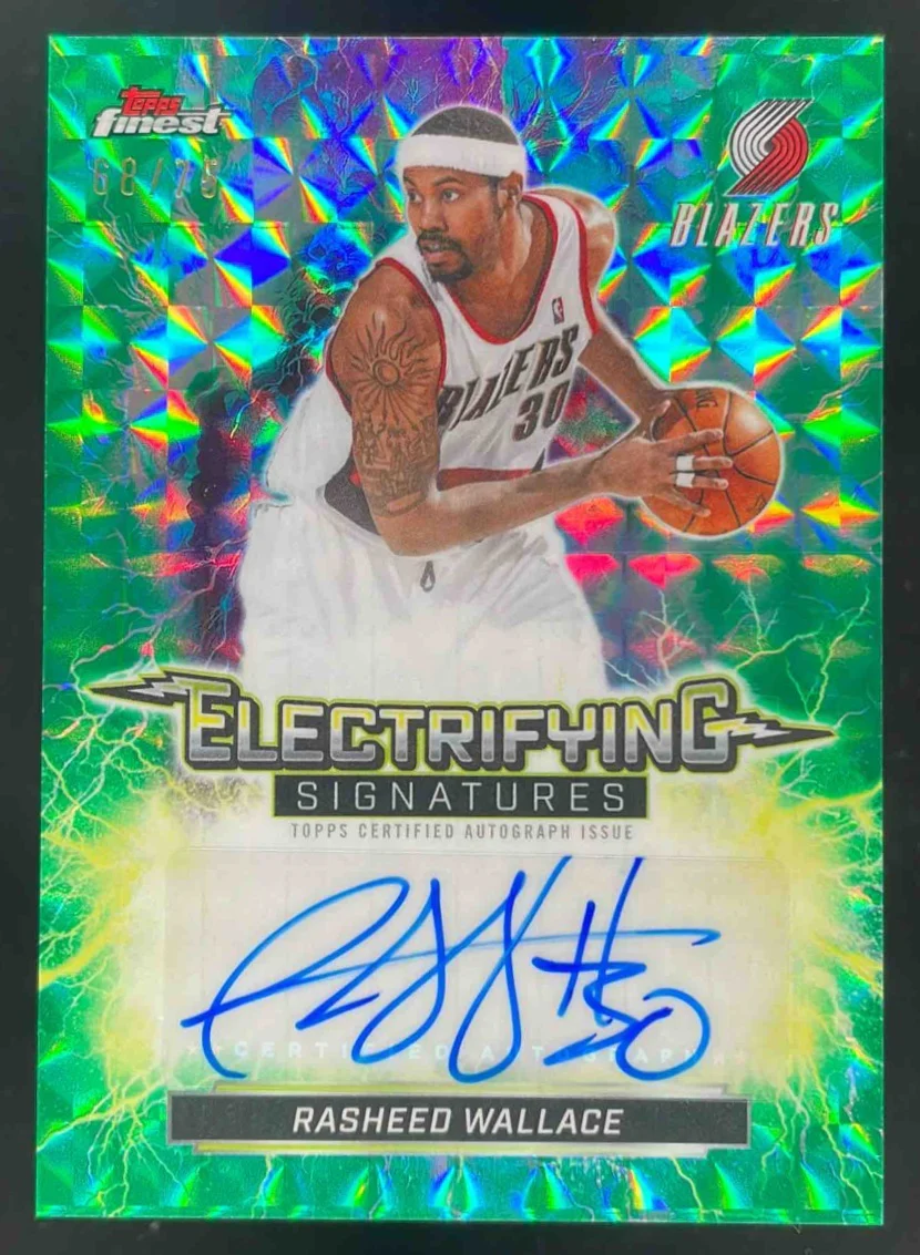 2025-26 Topps Finest Electrifying Green Geometric Rasheed Wallace Auto /75