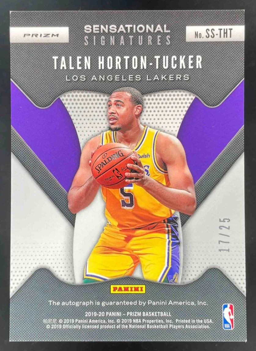 2019 Prizm Sensational Premium Green Shimmer Talen Horton-Tucker RC Auto /25 - Image 2