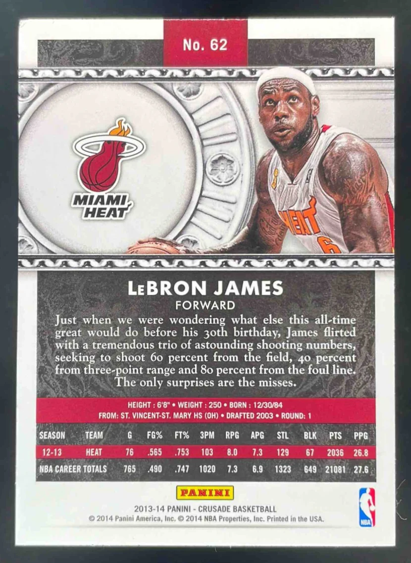 2013-14 Panini Crusade #62 LeBron James - Image 2