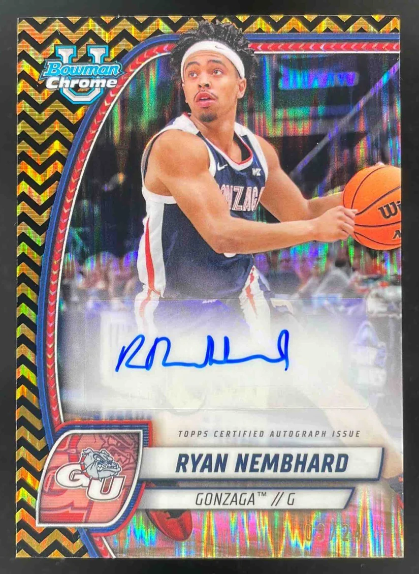 2024 Bowman University Chrome Black and Gold Stealth #72 Ryan Nembhard Auto /24
