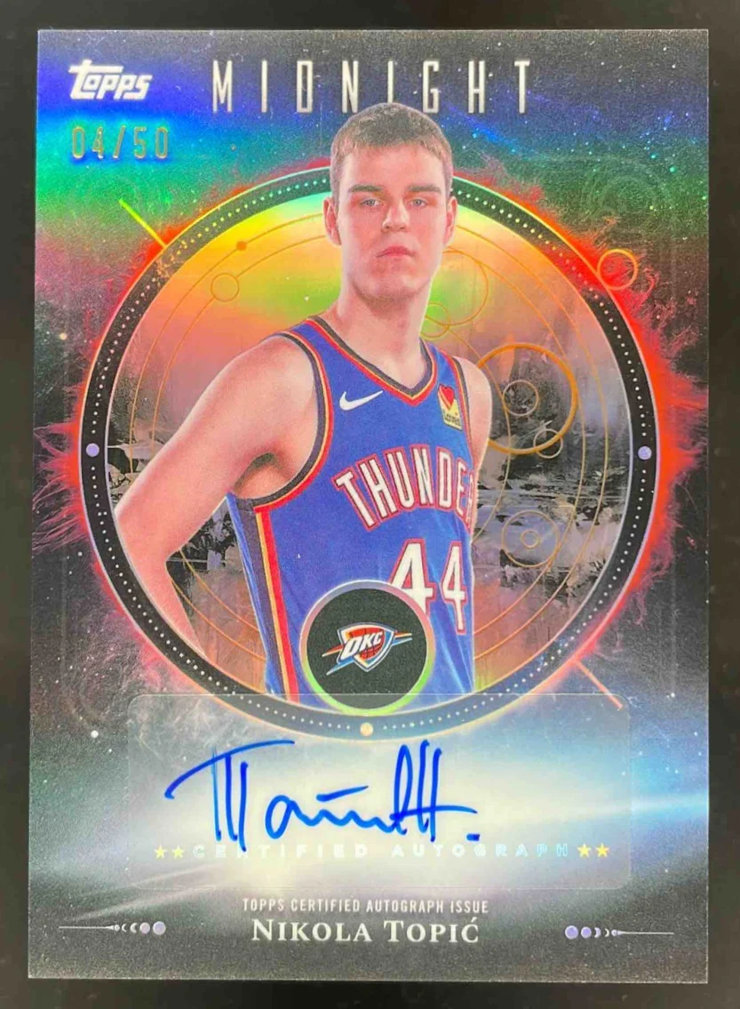 2025-26 Topps Midnight Oil Marks Summer Solstice #MO-NT Nikola Topic Auto /50