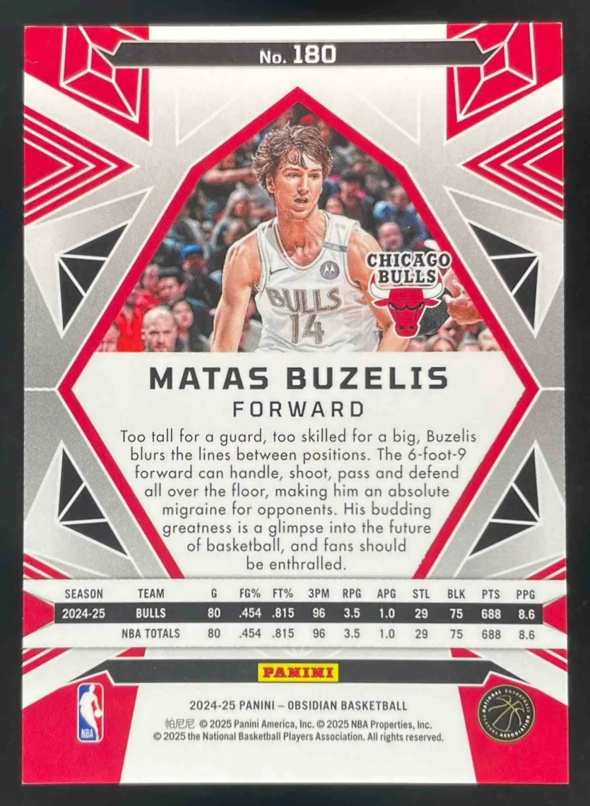 2024-25 Panini Obsidian Electric Etch Caldera #180 Matas Buzelis RC - Image 2