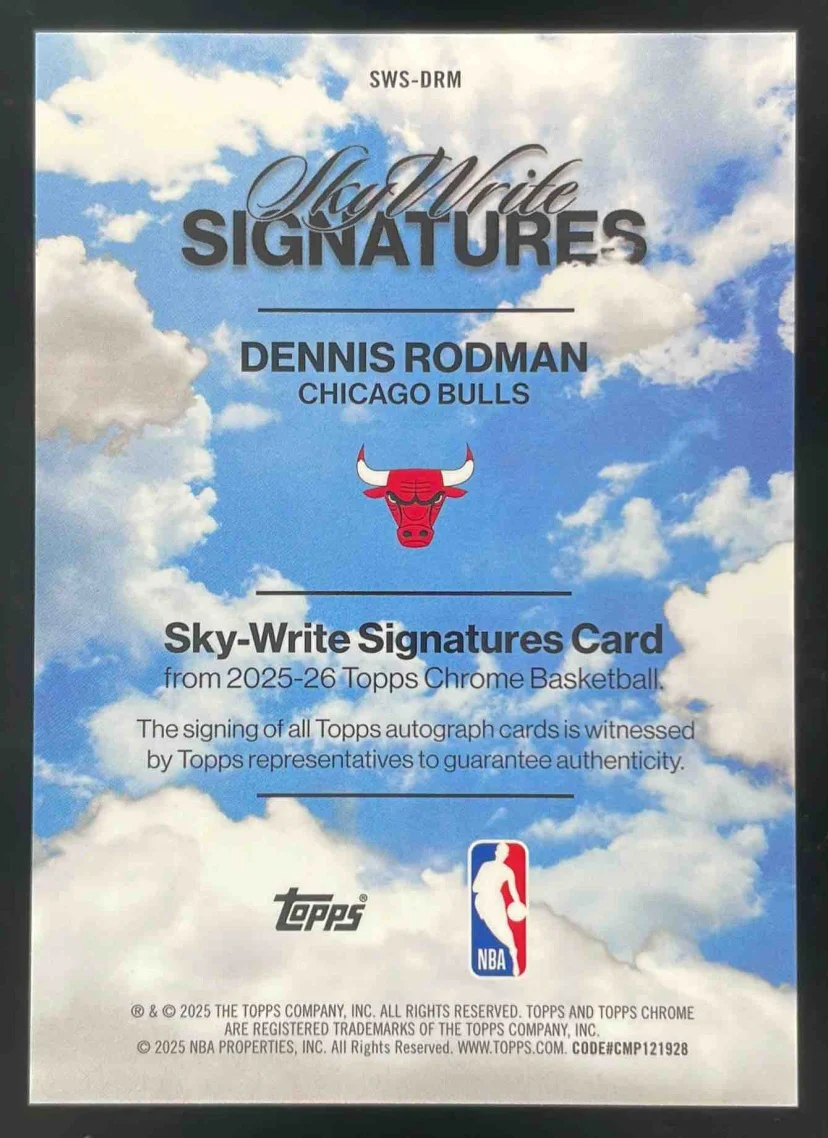 2025-26 Topps Chrome SkyWrite Signatures #SWS-DRM Dennis Rodman Auto - Image 2