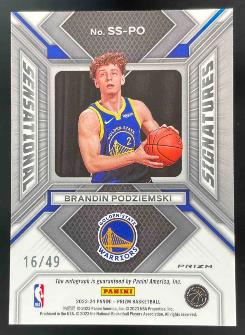 2023-24 Prizm Sensational Prizms Blue #SS-PO Brandin Podziemski Auto /49 - Image 2