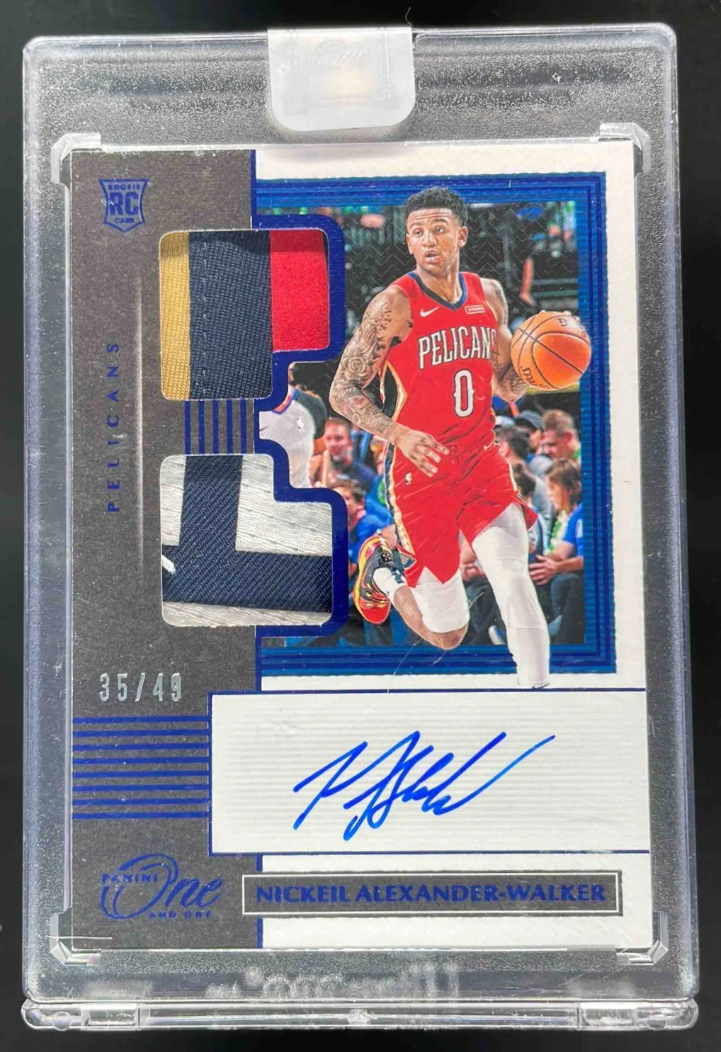 2019-20 One and One Rookie Dual Jersey Blue Nickeil Alexander-Walker RC Auto /49