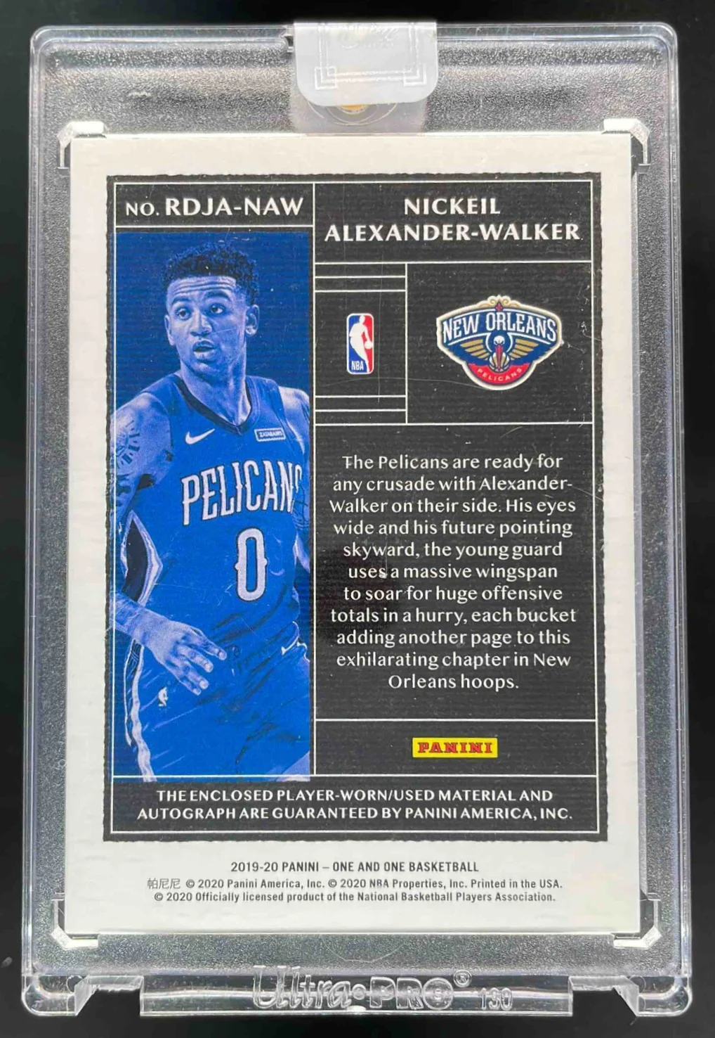 2019-20 One and One Rookie Dual Jersey Blue Nickeil Alexander-Walker RC Auto /49 - Image 2