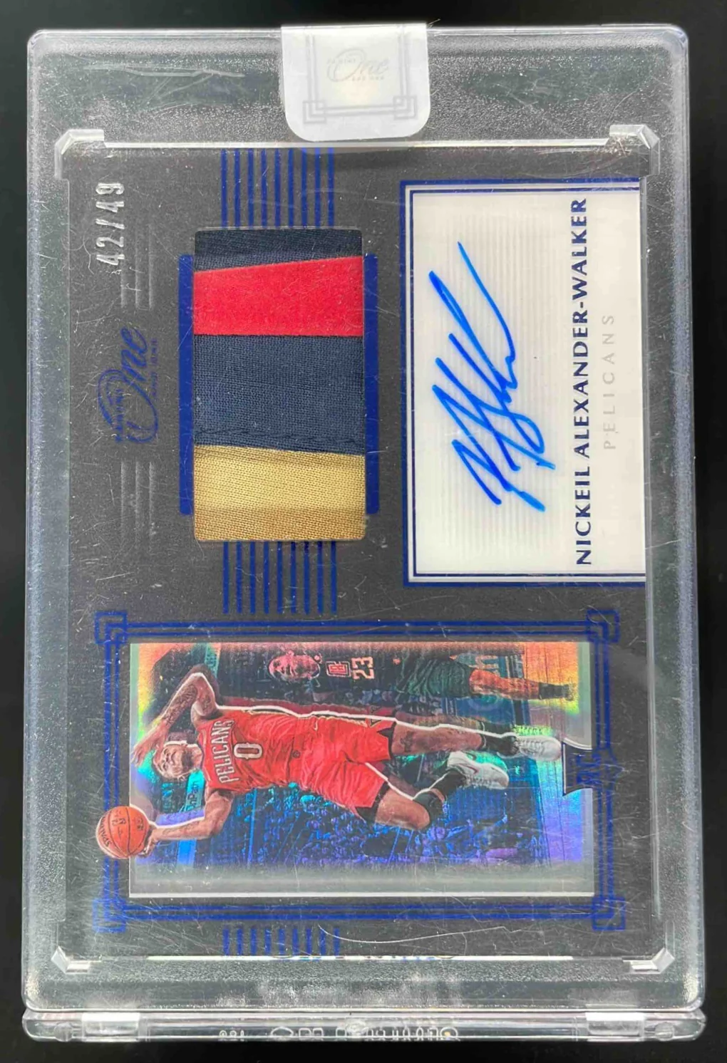 2019 One and One Premium Rookie Jersey Blue Nickeil Alexander-Walker RC Auto /49