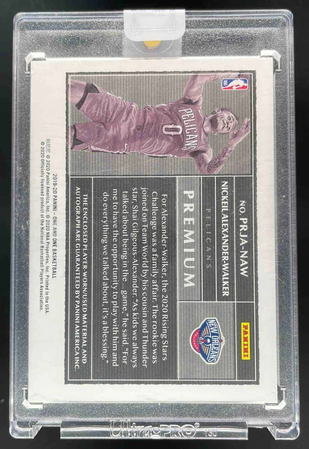 2019 One and One Premium Rookie Jersey Blue Nickeil Alexander-Walker RC Auto /49 - Image 2