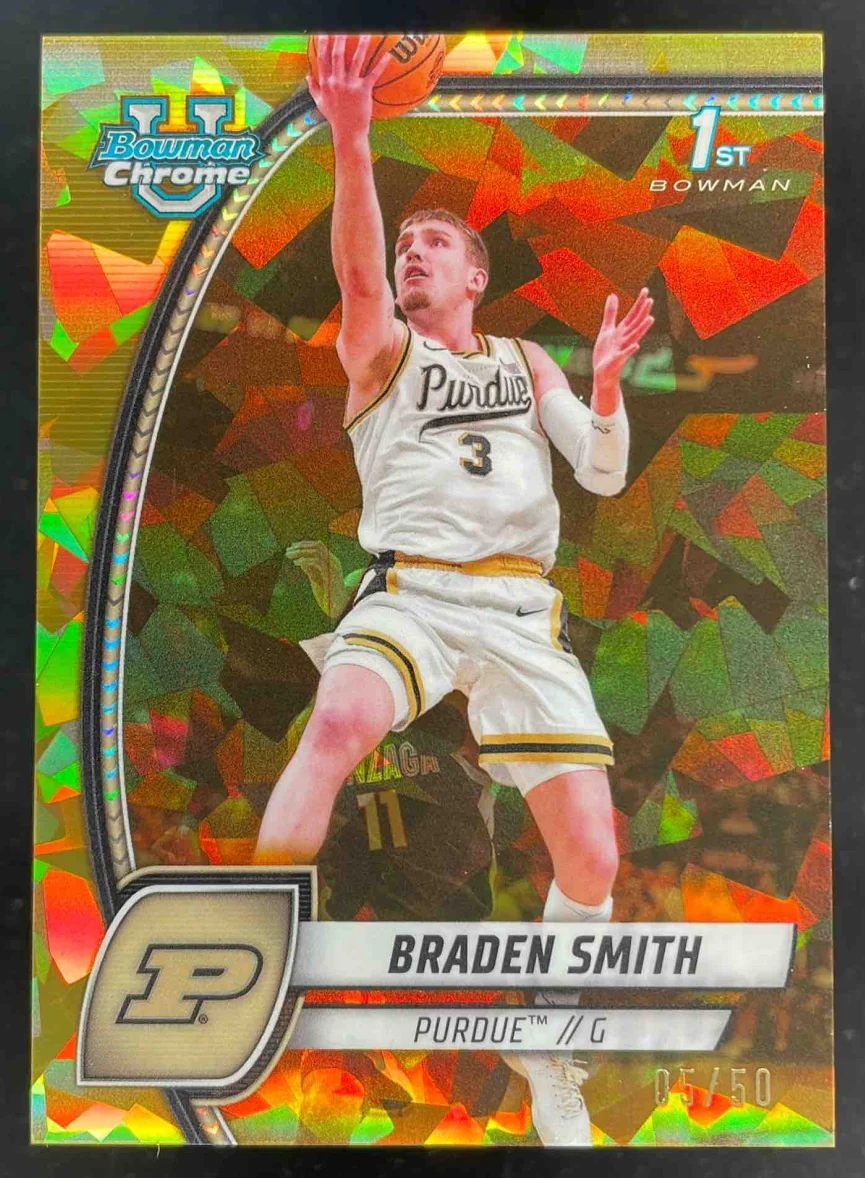 2024-25 Bowman University Chrome Sapphire Gold Refractor #12 Braden Smith /50