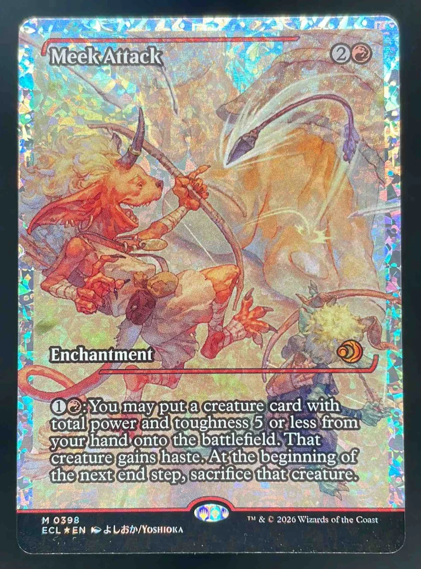 Meek Attack 0398 Showcase Fracture Foil Lorwyn Eclipsed ECL Magic The Gathering
