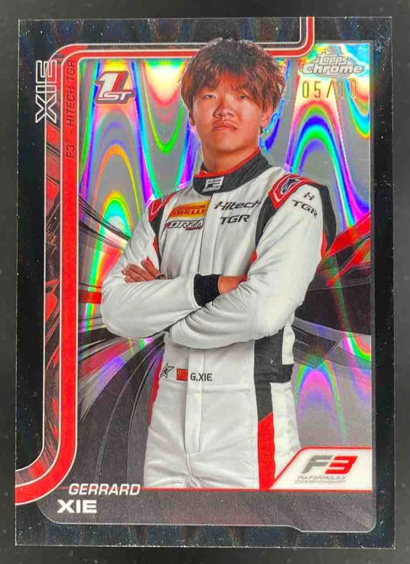 2025 Topps Chrome Formula 1 Black RayWave Refractor Gerrard Xie F3 Driver /10