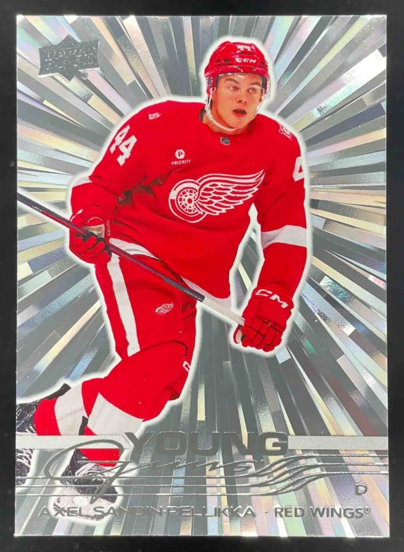 2025 Upper Deck Series 2 Young Guns Outburst Silver #484 Axel Sandin-Pellikka RC