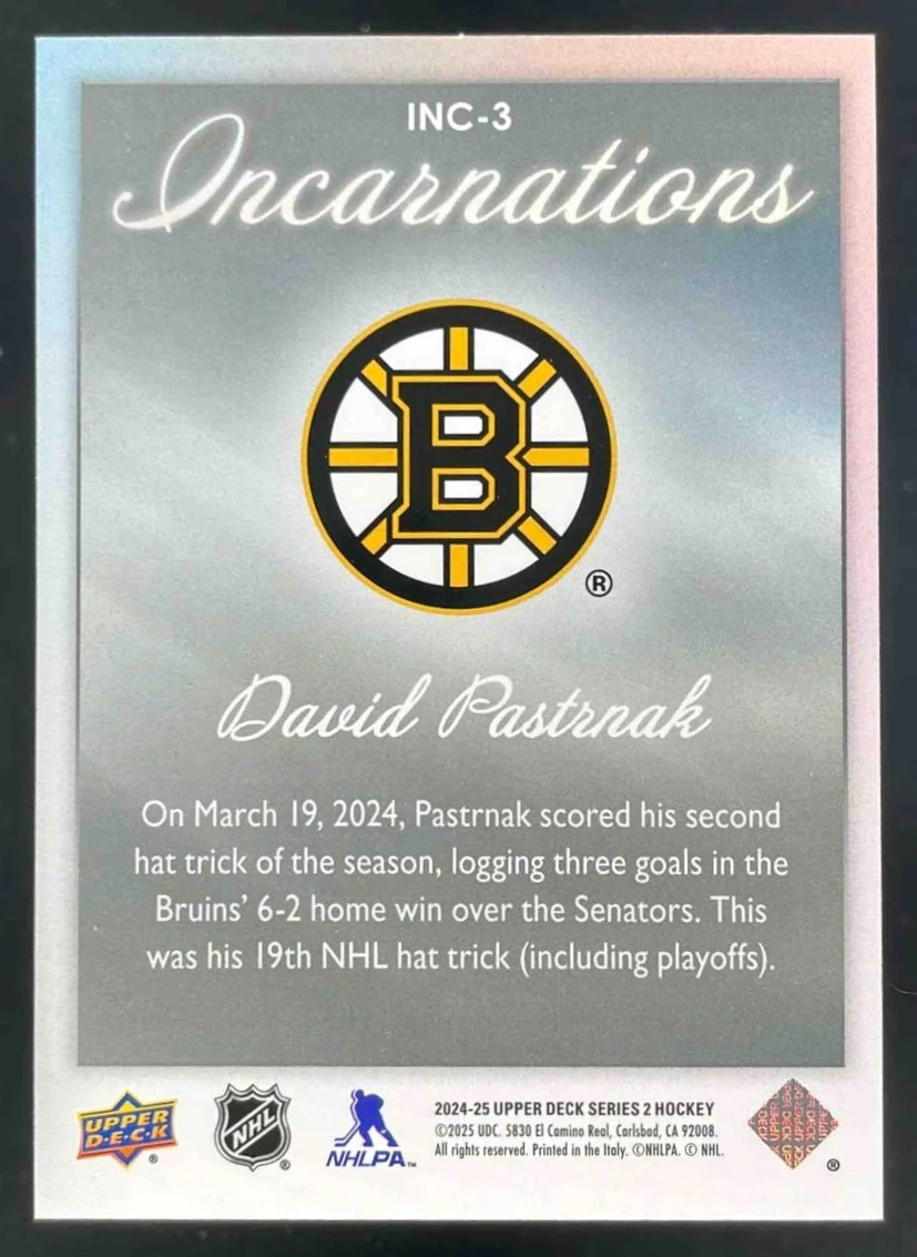 2024-25 Upper Deck Incarnations #INC-3 David Pastrnak - Image 2