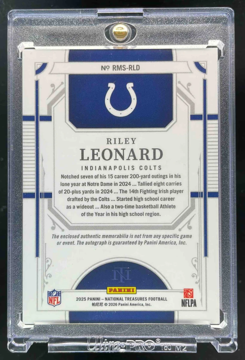 2025 National Treasures Material Triple Brand Logo Red Riley Leonard Auto /2 - Image 2