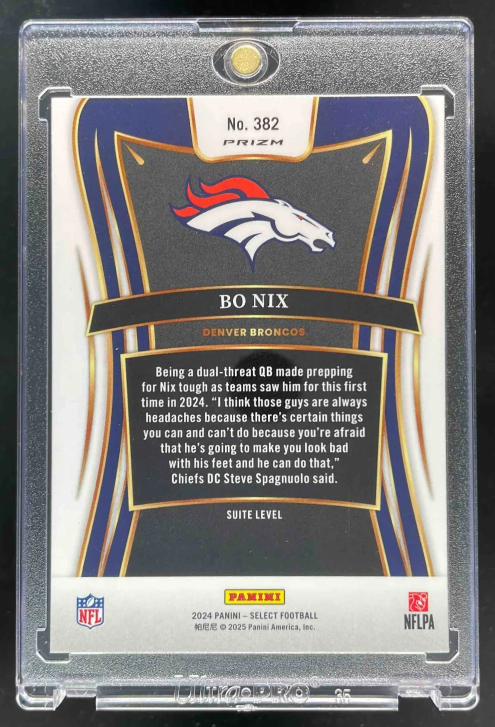 2024 Panini Select Suite White Sparkle #382 Bo Nix RC - Image 2