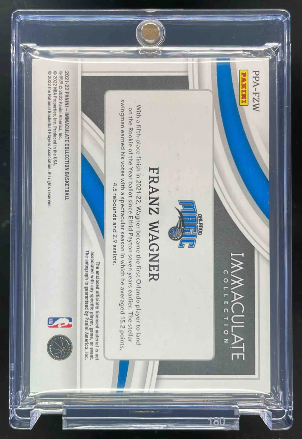 2021-22 Immaculate Collection Premium Patch #PPA-FZW Franz Wagner RC Auto /50 - Image 2