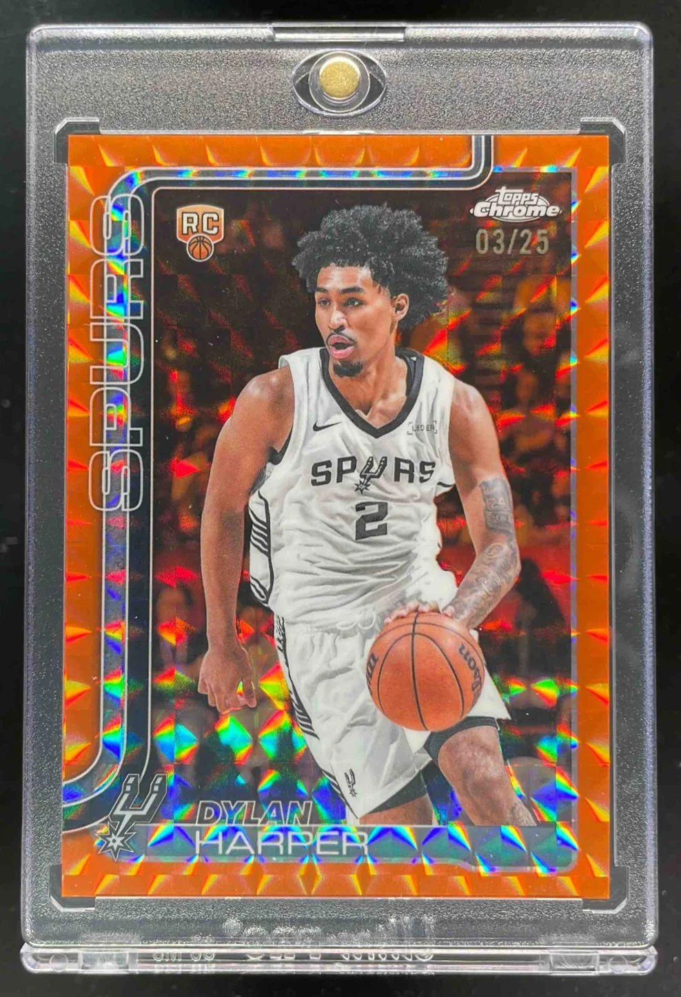 2025-26 Topps Chrome Geometric Orange Refractor #252 Dylan Harper RC /25