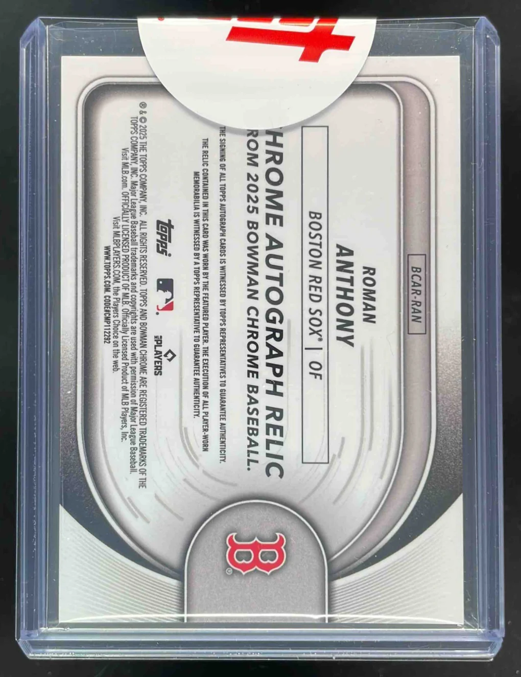 2025 Bowman Chrome Chrome Relic Gold #BCAR-RAN Roman Anthony Auto /50 - Image 2