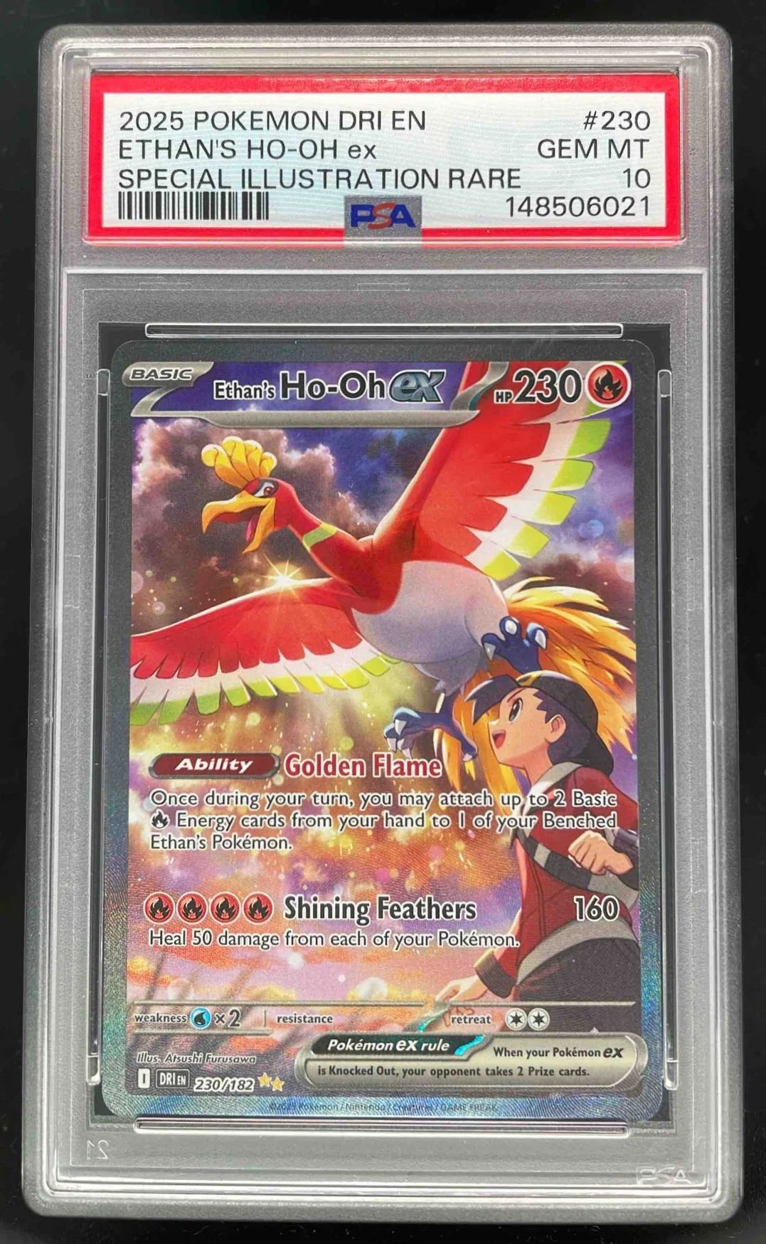 2025 Pokemon Destined Rivals #230/182 Ethan's Ho-Oh ex PSA 10