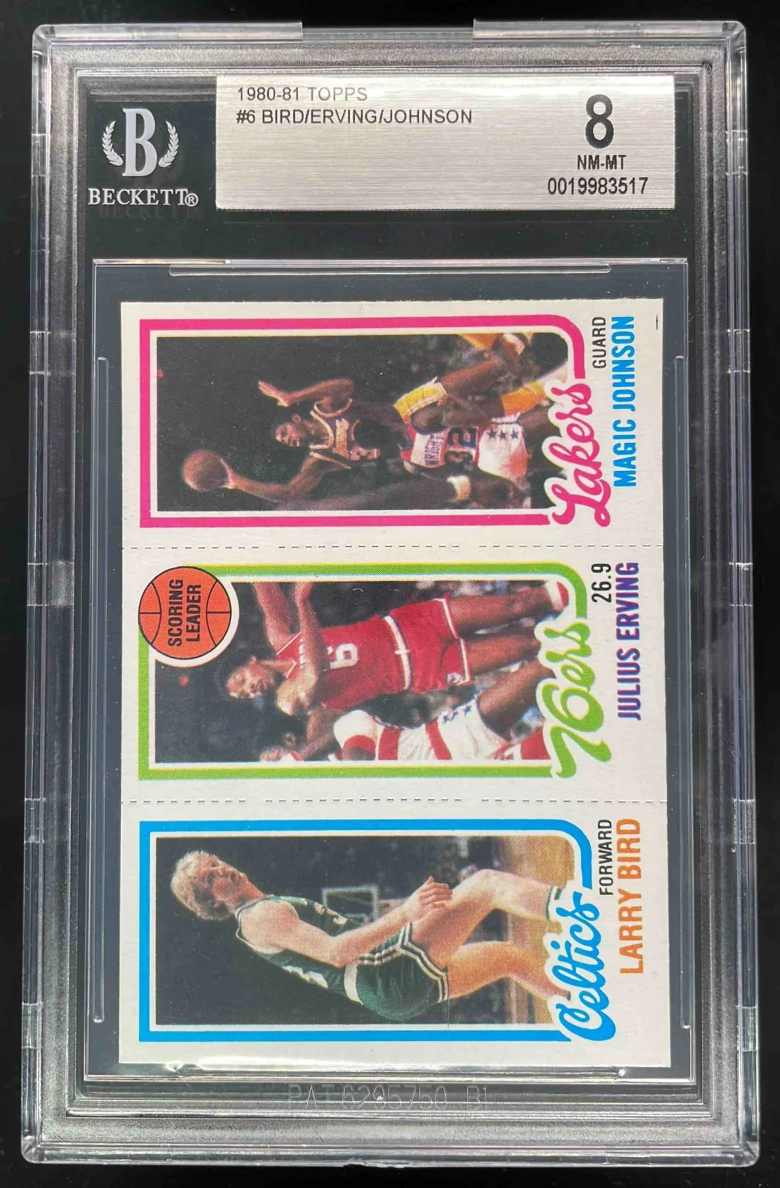 1980-81 Topps Larry Bird Julius Erving Magic Johnson RC Rookie BGS 8