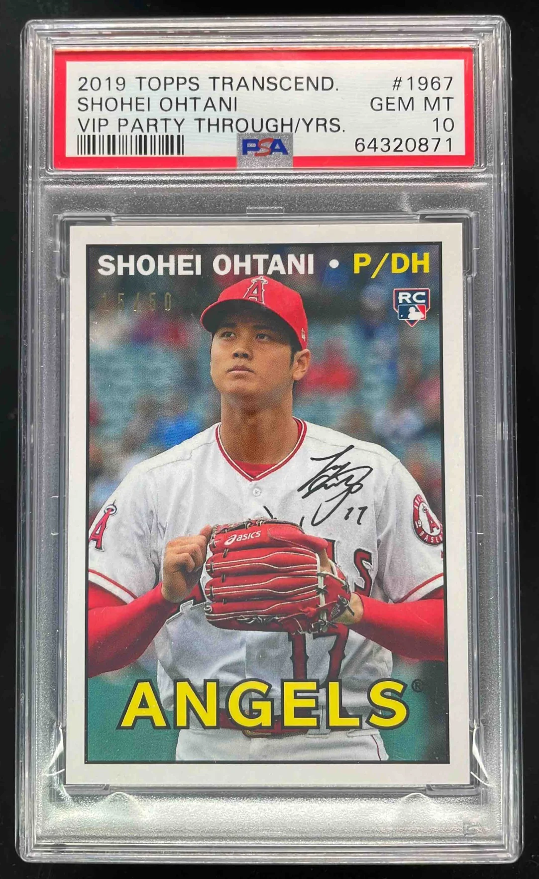 2019 Transcendent Collection Topps History #SO-1967 Shohei Ohtani /50 PSA 10