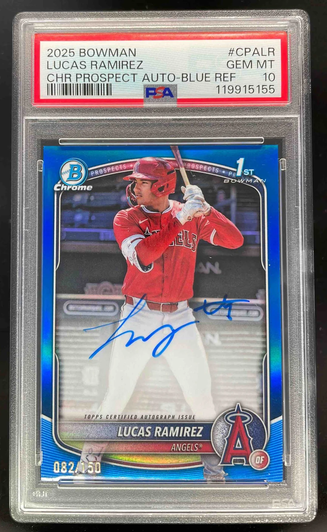 2025 Bowman Chrome Prospect Blue #CPA-LR Lucas Ramirez RC Auto /150 PSA 10