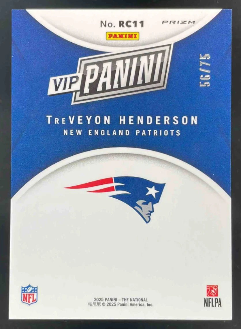 2025 NSCC VIP Gold Packs Gold VIP Blue Sparkle #RC11 TreVeyon Henderson /75 - Image 2