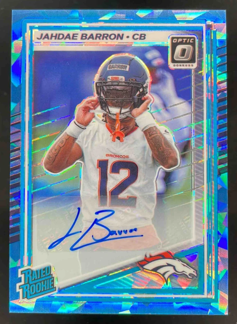 2025 Donruss Optic Rated Ice Prizm #207 Jahdae Barron Rated Auto /25
