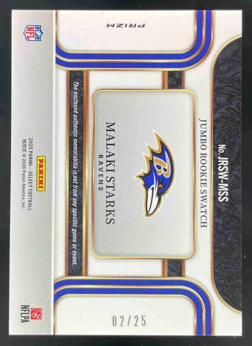 2025 Select Jumbo Swatch Tie-Dye Prizm #JRSW-MSS Malaki Starks RC /25 - Image 2