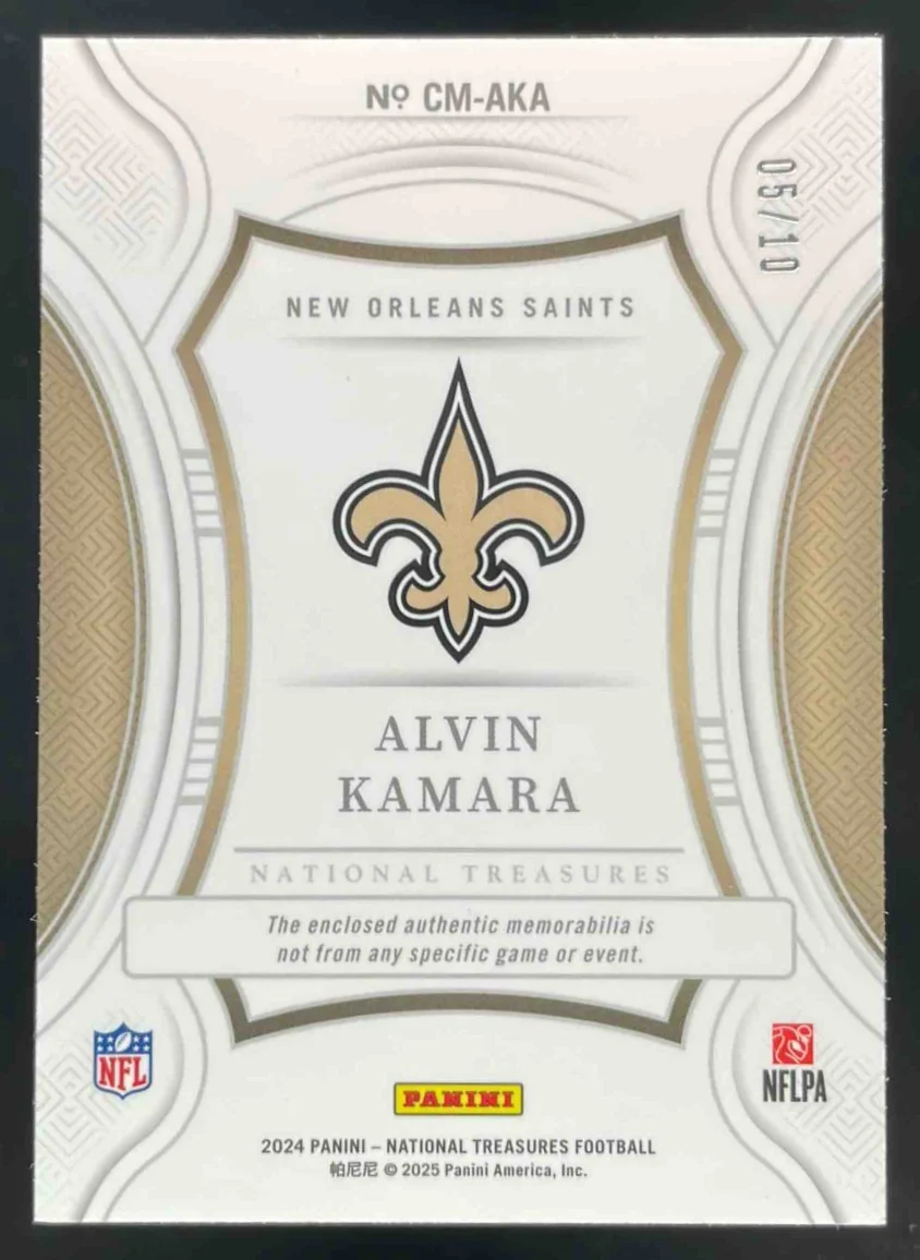 2025 National Treasures Century Materials Holo Gold #CM-AKA Alvin Kamara /10 - Image 2