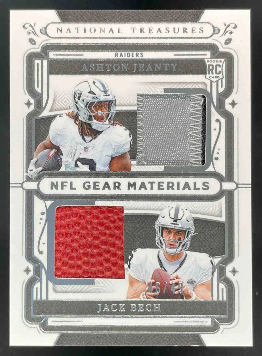 2025 National Treasures NFL Gear Combo Materials Ashton Jeanty Jack Bech RC /49
