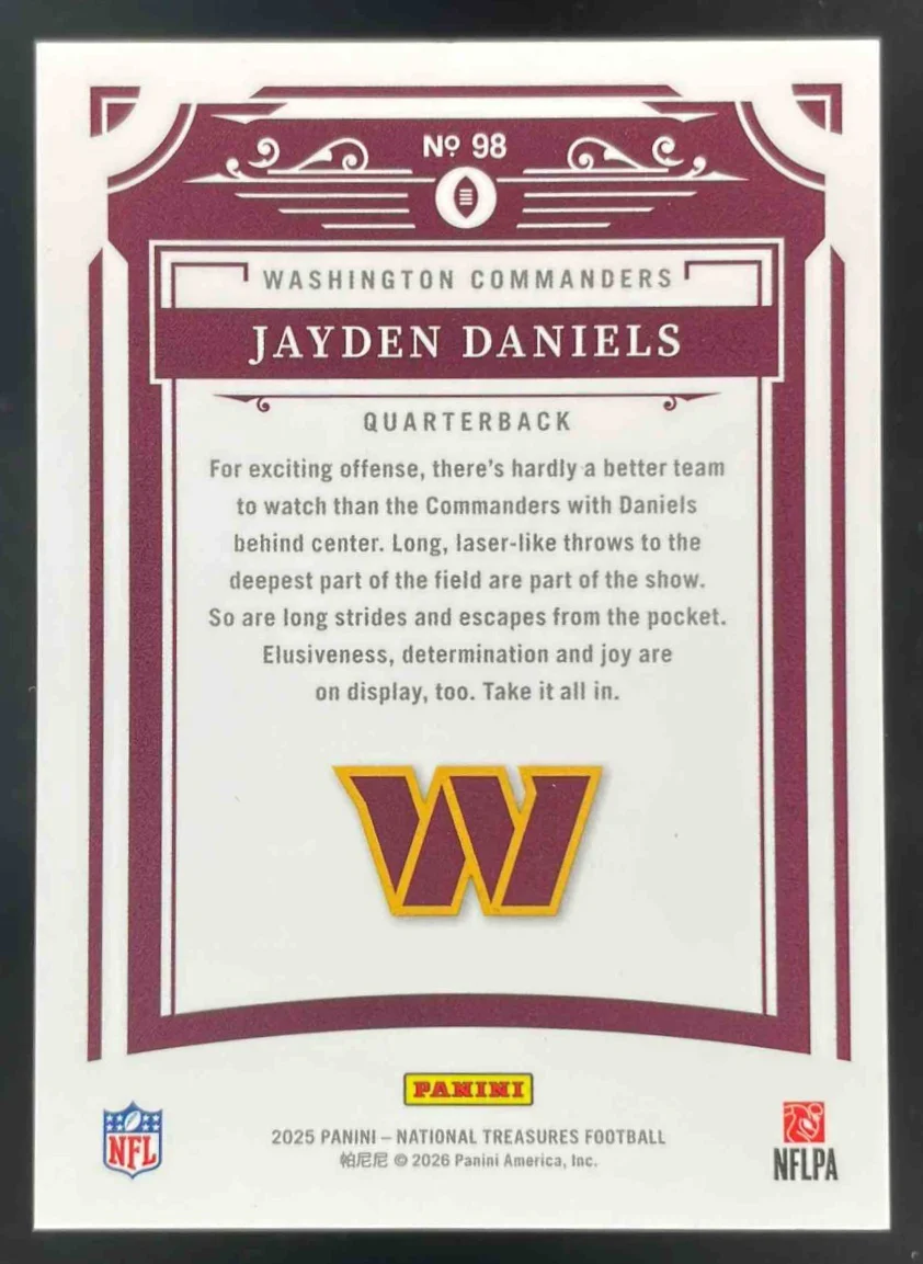 2025 Panini National Treasures #98 Jayden Daniels /99 - Image 2