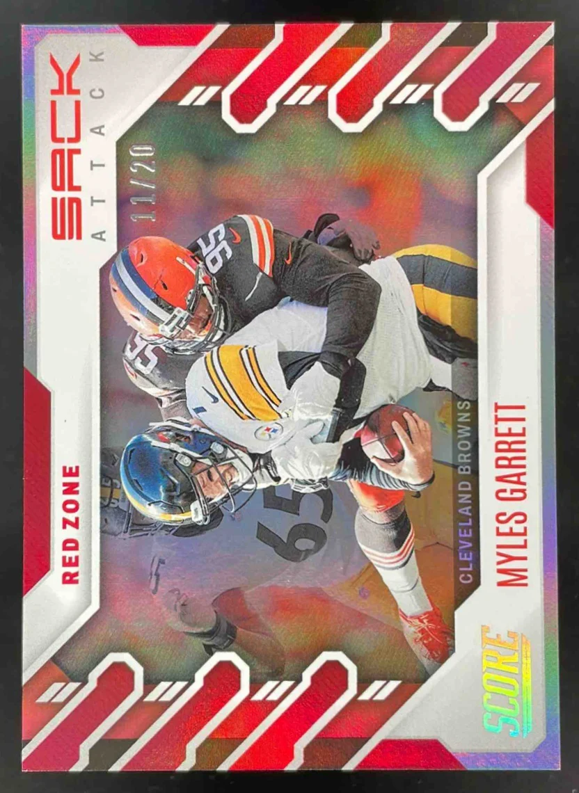 2022 Panini Score Sack Attack Red Zone #SA-MG Myles Garrett /20