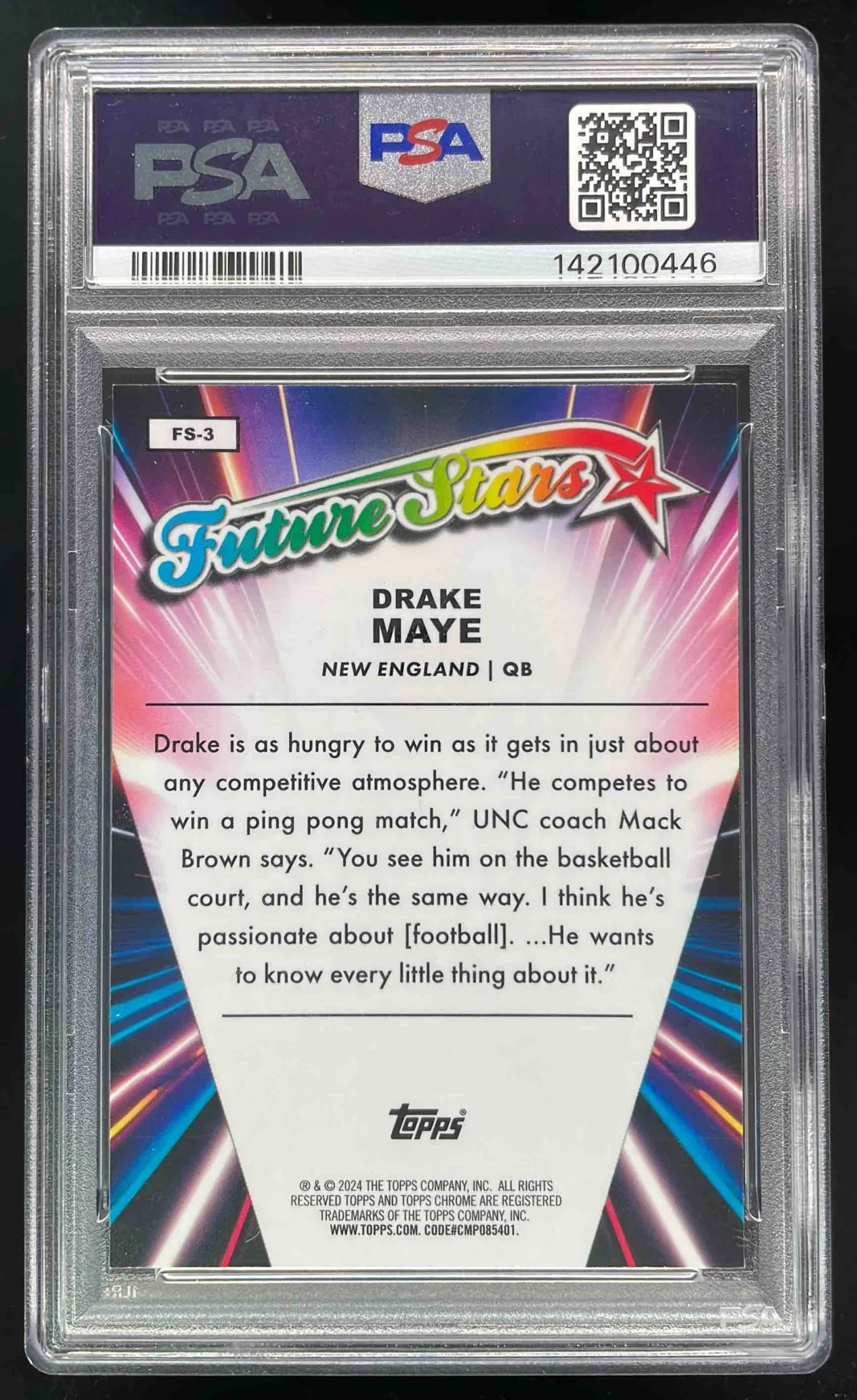 2024 Topps Chrome Future Stars #FS-3 Drake Maye RC Future Stars PSA 10 - Image 2