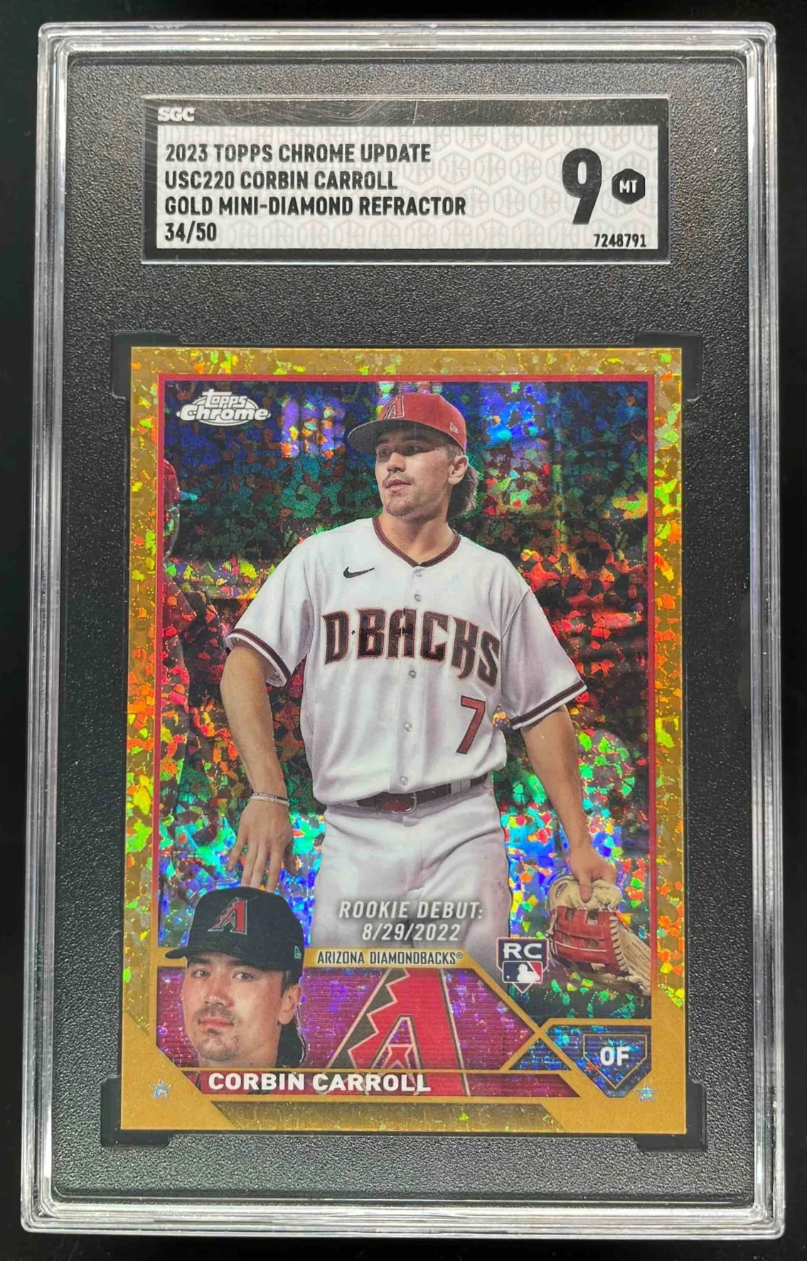 2023 Topps Chrome Update Gold Mini Diamond #USC220 Corbin Carroll RC /50 SGC 9