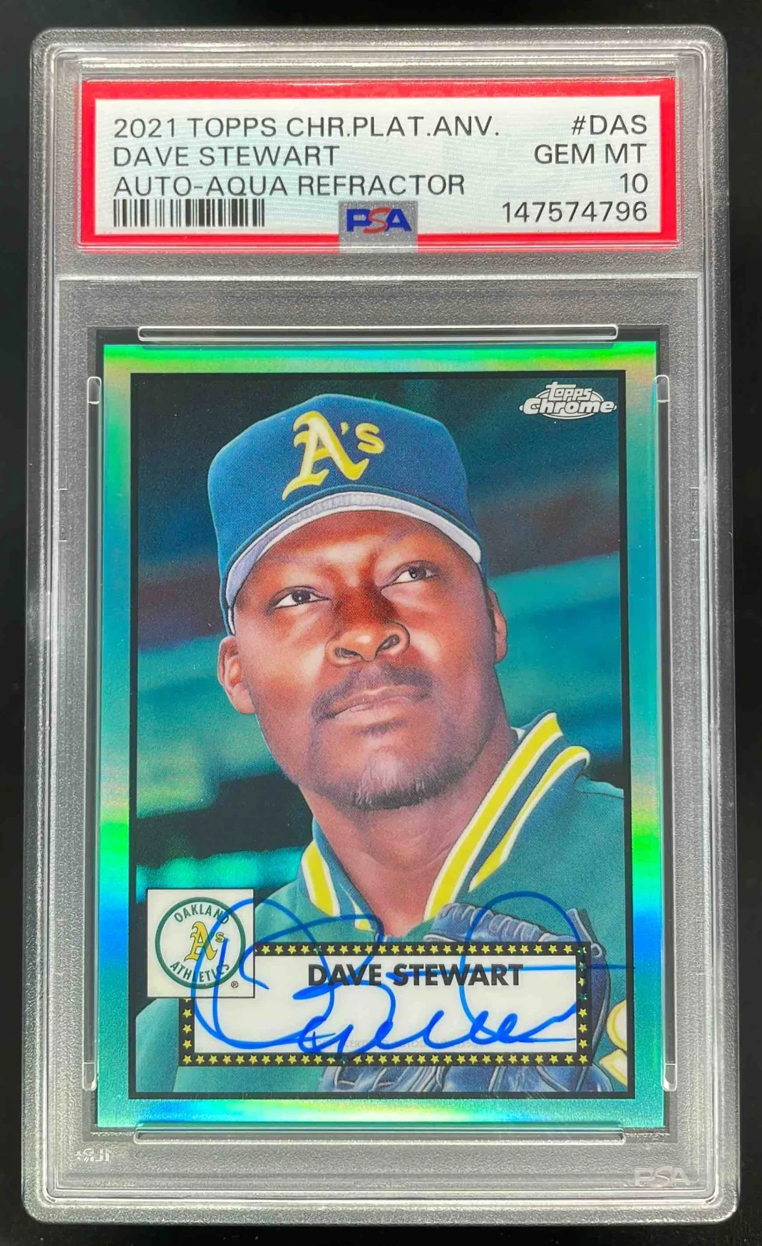 2021 Topps Chrome Platinum Anniversary Aqua #PADAS Dave Stewart Auto /150 PSA 10