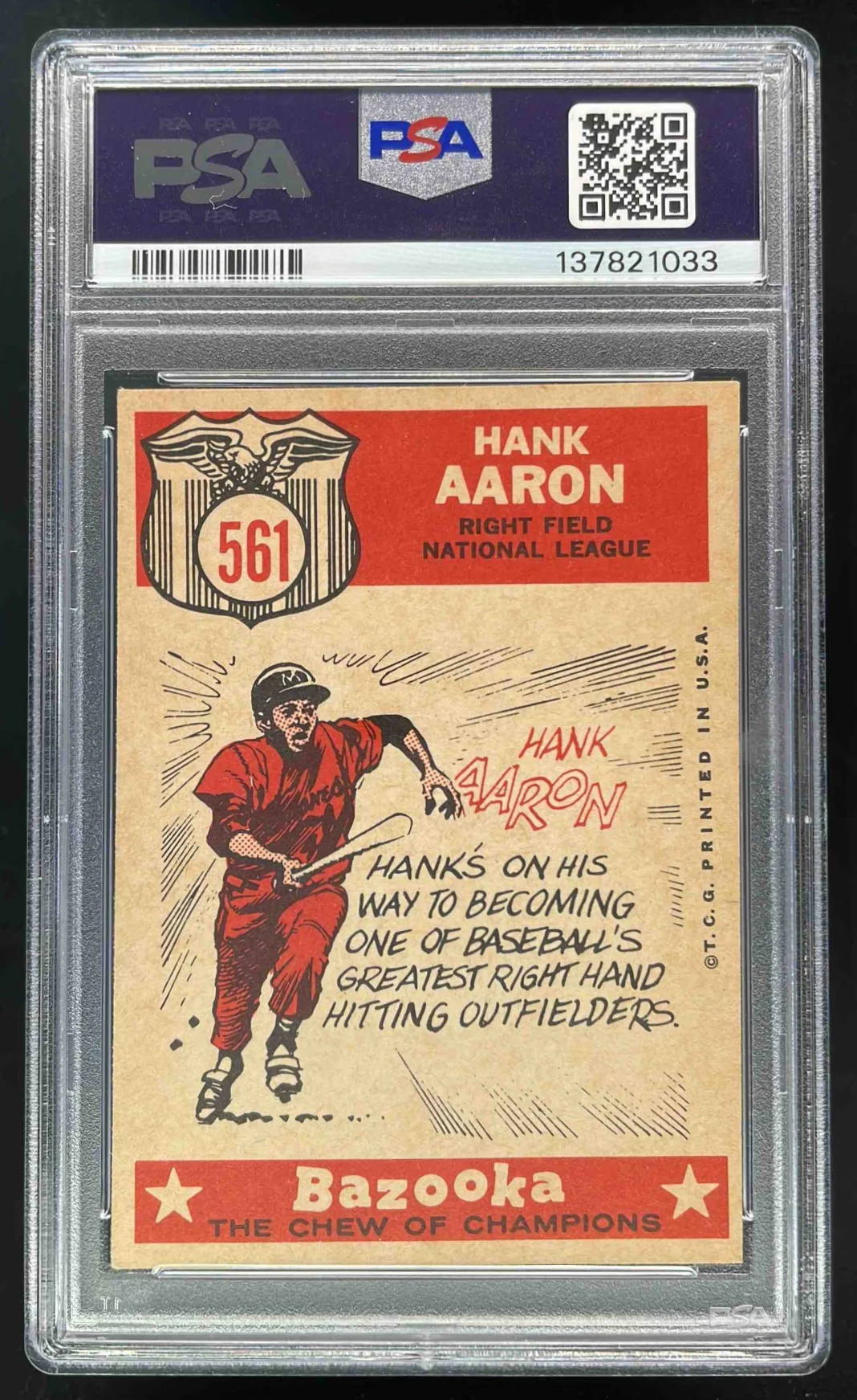 1959 Topps #561 Hank Aaron All-Star PSA 4 - Image 2