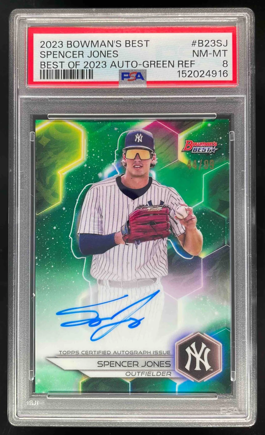 2023 Bowman's Best Best of 2023 Green #B23-SJ Spencer Jones Auto /99 PSA 8