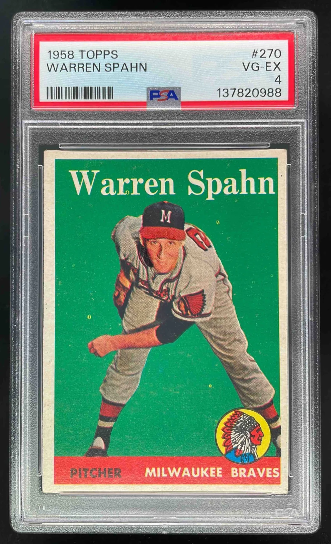 1958 Topps #270 Warren Spahn PSA 4