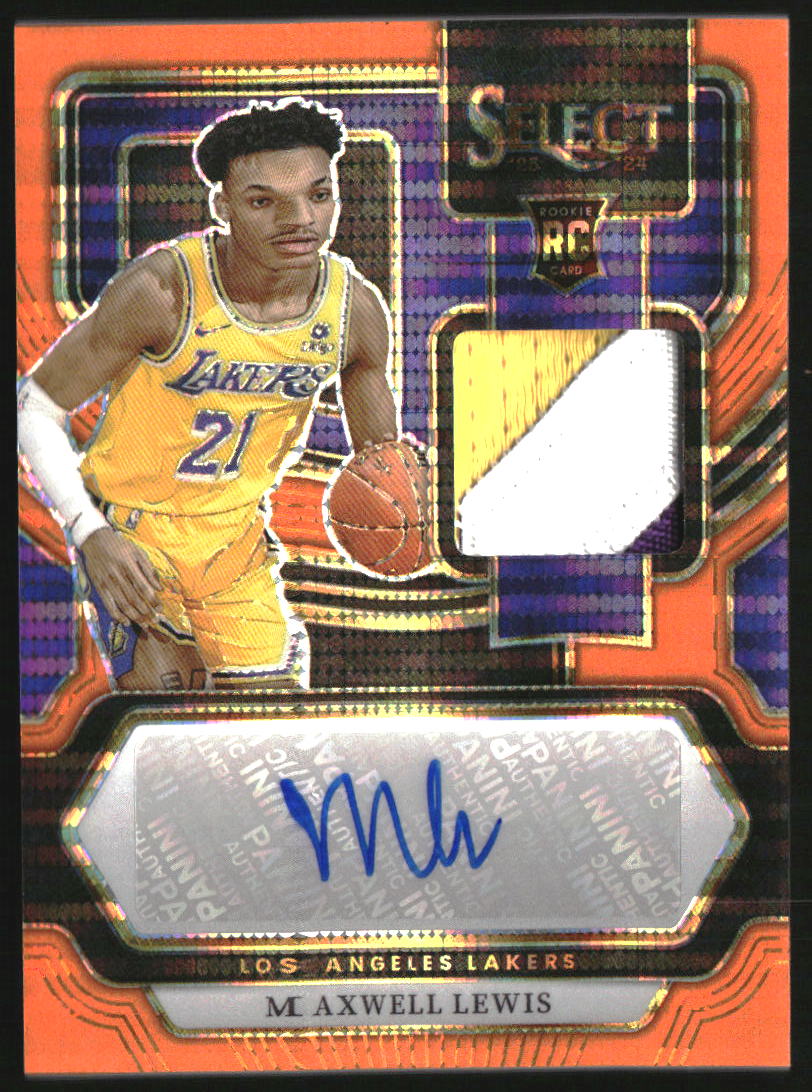 2023-24 Select Rookie Jersey Auto Neon Orange Pulsar Prizms Maxwell Lewis RC /30