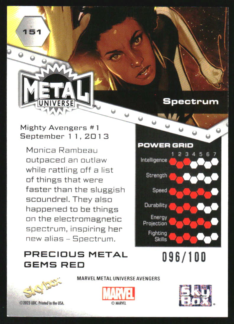 2024 SkyBox Marvel Metal Universe Avengers Precious Gems Red Spectrum /100 - Image 2
