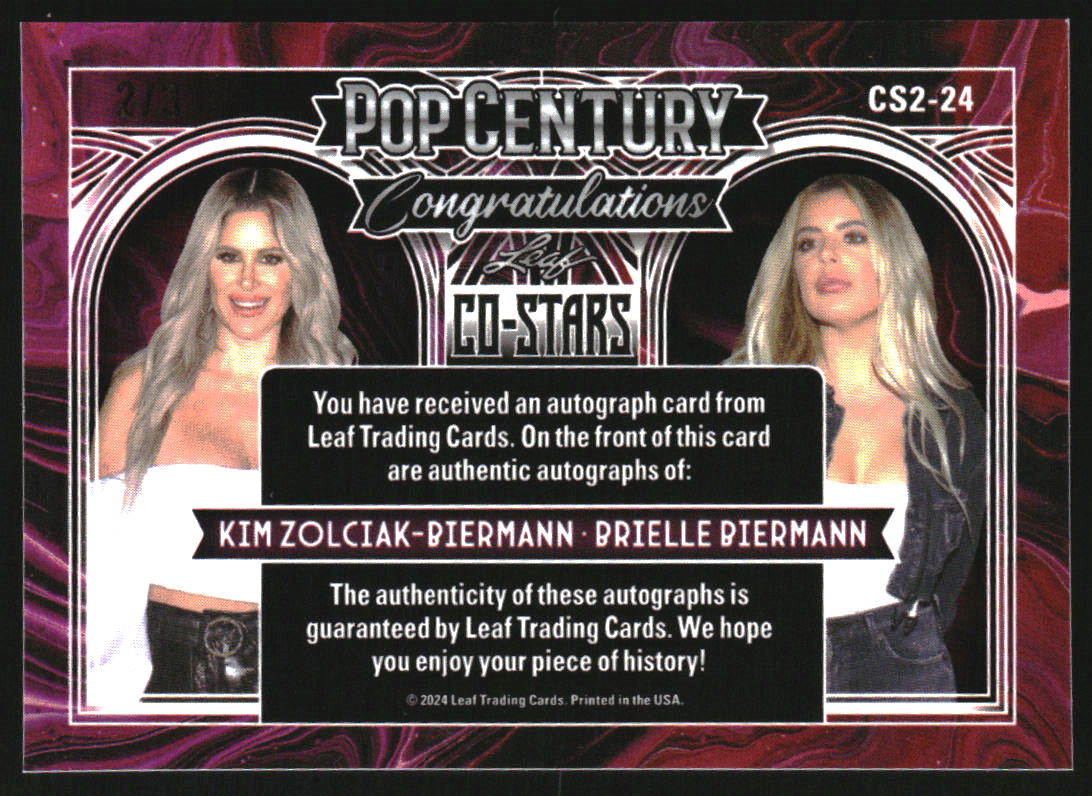 2024 Leaf Co-Stars Dual Auto Red Kim Zolciak-Biermann Brielle Biermann /3 - Image 2