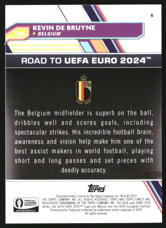 2023 Finest Road to UEFA Euro '24 Green Refractors #6 Kevin De Bruyne /99 - Image 2
