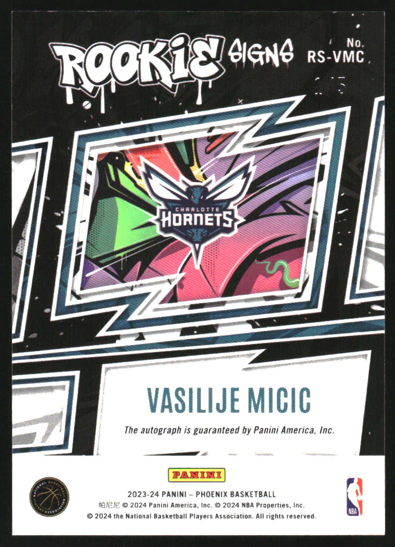 2023-24 Panini Phoenix Rookie Signs Green #15 Vasilije Micic RC Auto /5 - Image 2