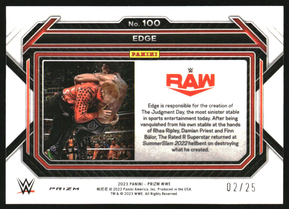 2023 Panini Prizm WWE Prizms Under Card Blue #100 Edge /25 - Image 2